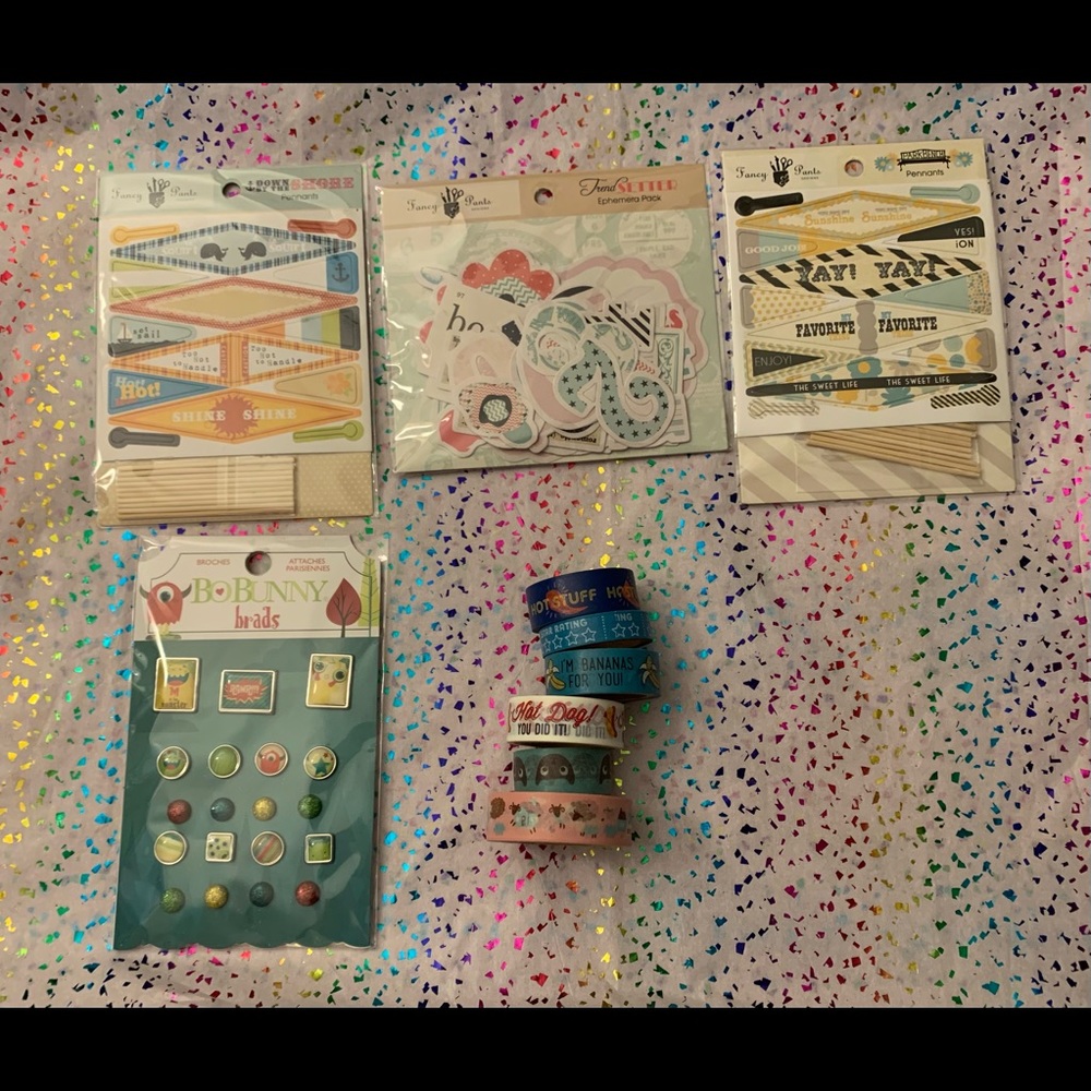 Fancy Pants & BoBunny Crafting Set of 4 packages & 6 Washi tapes